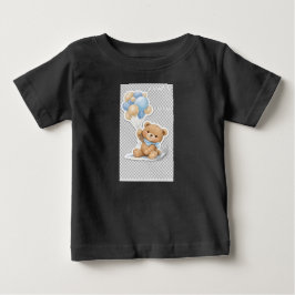 Camiseta Bebê Elefante Fofo com Balões Azuis Chá de Bebê
