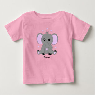 Camiseta Bebê elefante fofo de rosa para meninas