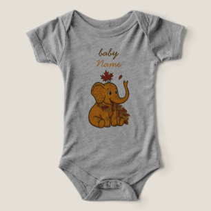 Camiseta Bebê Elefante Fofo Outono Crianças e Bebês