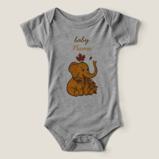 Camiseta Bebê Elefante Fofo Outono Crianças e Bebês