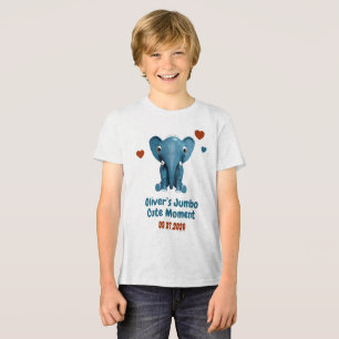 Camiseta Bebê Elefante Nome Personalizado Data Momento Fofo