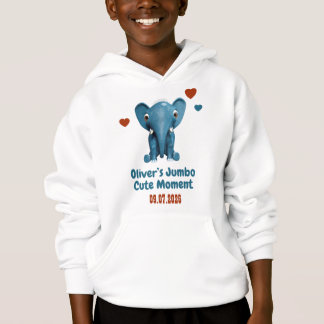 Camiseta Bebê Elefante Nome Personalizado Data Momento Fofo