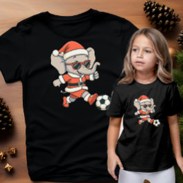 Camiseta Bebê Elefante Papai Noel Jogador de Futebol Arte V