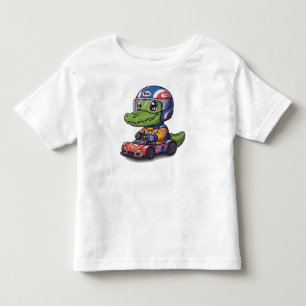 Camiseta Bebê Elefante Piloto de Carro de Corrida Fofo