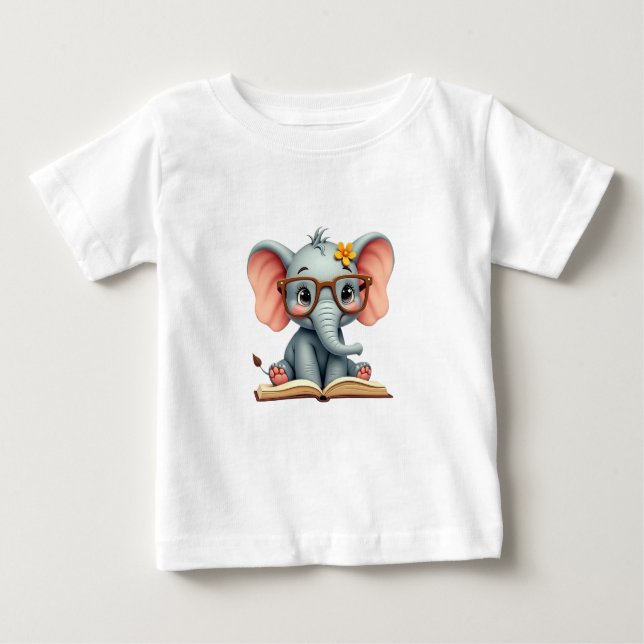 Camiseta Bebê Elefante Sábio (Frente)