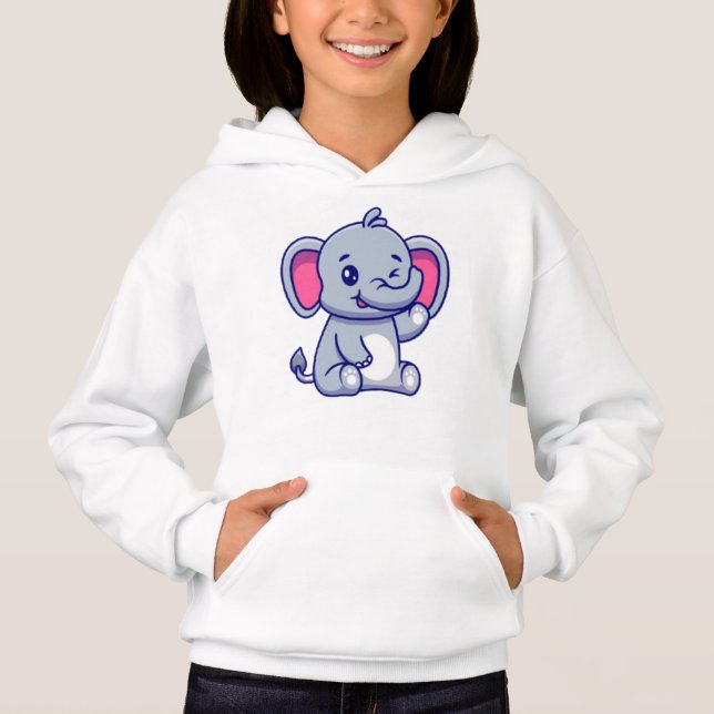 Camiseta Bebê Elefante Sentado Acenando com a Mão-23800 (Frente)