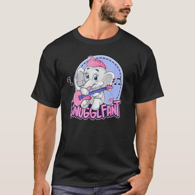 Camiseta Bebê Elefante Tocando Guitarra - Heavy Metal, Hard (Frente)