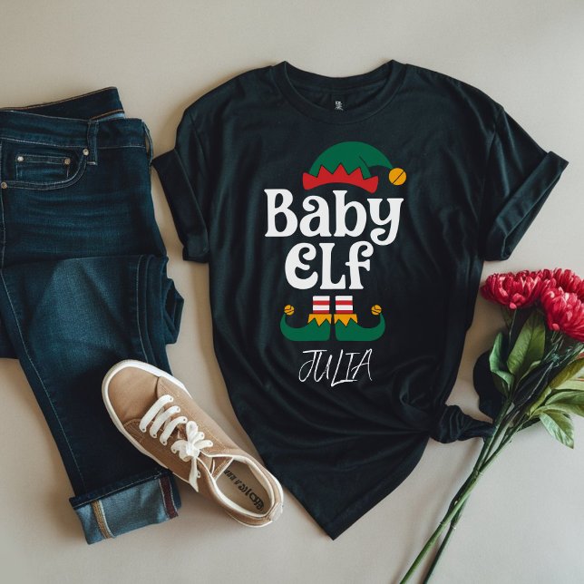 Camiseta Bebê Elf Funny Elf Correspondendo Presente de Nata (Criador carregado)