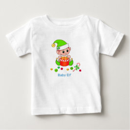 Camiseta Bebê Elfo de Natal Fofo & Confetes