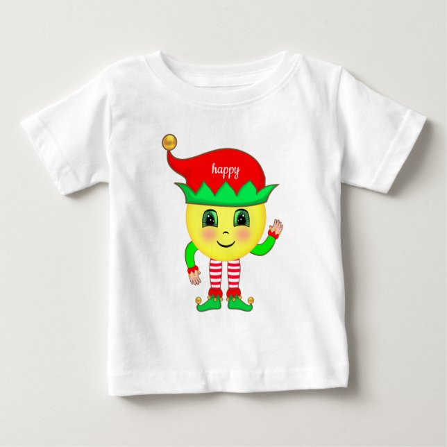 Camiseta Bebê elfo fofo rosto feliz (Frente)