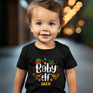 Camiseta Bebê Elfo Tipografia Diversão Família Combinando