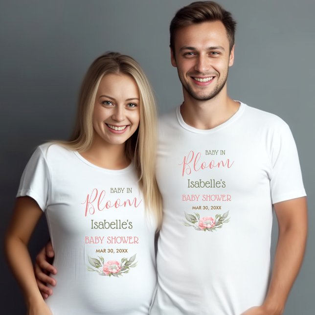 Camiseta Bebê Em Chás de fraldas De Bloom (Baby In Bloom Girl Baby Shower Parents T-Shirt)