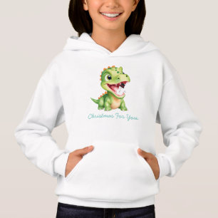 Camiseta Bebê engraçado Dinossauro come neve Festa de Natal
