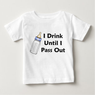 Camiseta Bebê Engraçado Eu Bebo Até Sair