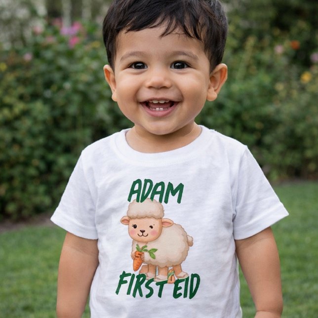 Camiseta Bebê engraçado Primeiro Eid Adha nome engraçado do (Criador carregado)