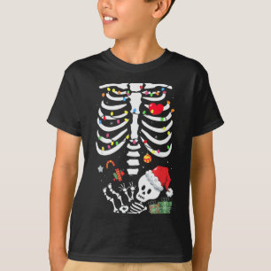 Camiseta Bebê Esqueleto Fofo Natal Roupa de Gestante Mamãe