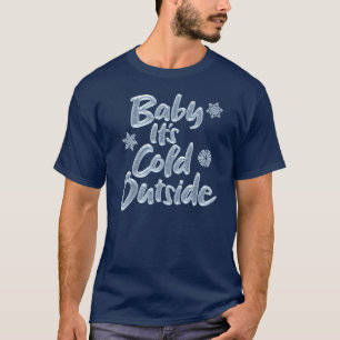 Camiseta Bebê, Está Frio Lá Fora - Natal Congelado Azul Gel