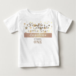 Camiseta Bebê Estrela Brilhante 1º Aniversário Menina
