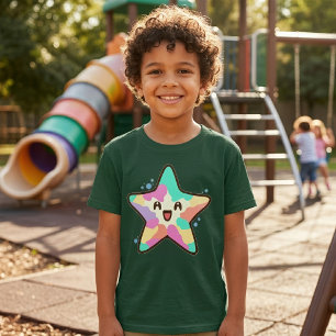 Camiseta Bebê Estrela-do-Mar Kawaii Sorridente com Bolhas