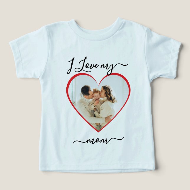 Camiseta Bebê, eu amo minha mãe (Design frontal)