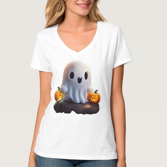 Camiseta Bebê Fantasma Caráter de Dia das Bruxas (Frente)