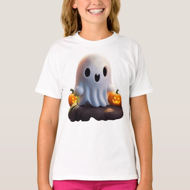 Camiseta Bebê Fantasma Caráter de Dia das Bruxas (Frente)
