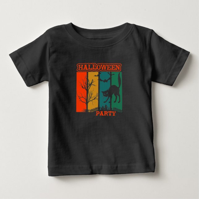 Camiseta Bebê Festa de Gato Halloween (Frente)