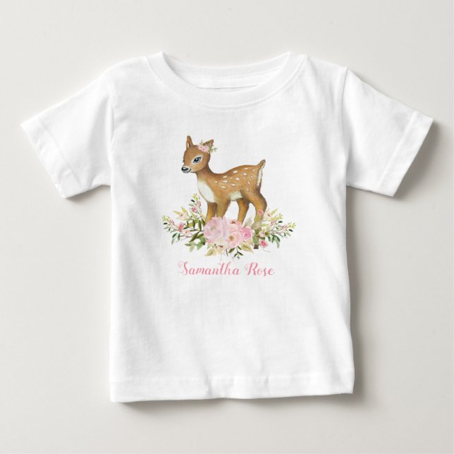Camiseta Bebê Floral Rosa Cerveja Aniversário Nascido Toddl (Frente)