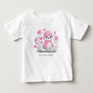 Camiseta Bebê Floral Rosa Pato Aquarela