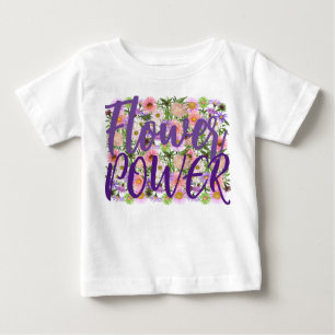 Camiseta bebê flower power roxa atitude boho