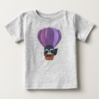 Camiseta Bebê Fofo Balão de Ar Quente Guaxinim Cartoon