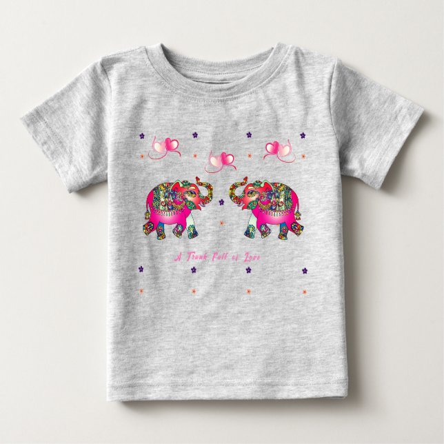 Camiseta Bebê Fofo Elefante Artístico (Frente)
