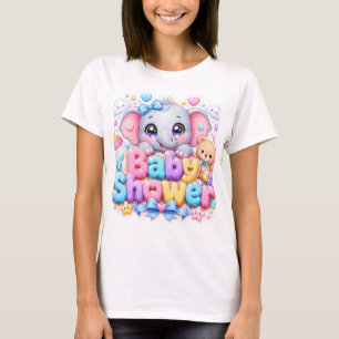 Camiseta Bebê Fofo Kawaii Chuveiro de Elefante Teddy Rosa P