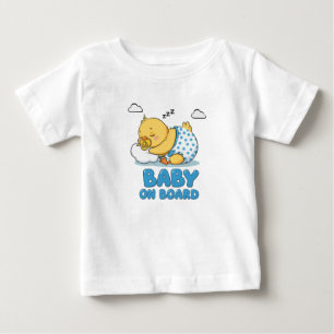 Camiseta Bebê Frango Adormecido Sinal de Carro 'Bebê a Bord