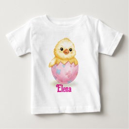Camiseta Bebê Frango Fofo Aquarela Páscoa Nome Personalizad