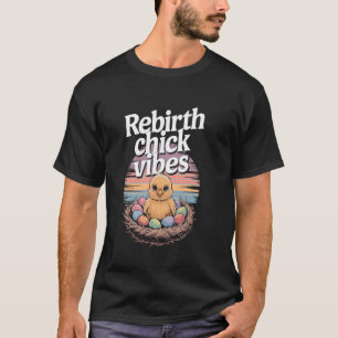 Camiseta Bebê Frango Fofo com Ovos de Flores de Primavera e