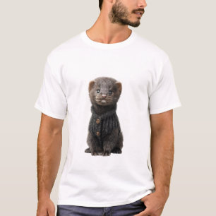 Camiseta Bebê Furão Adorável em um Tricô Preto Aconchegante