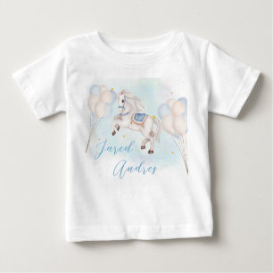 Camiseta Bebê furioso Pony Blue Balloon star Birthday Boy