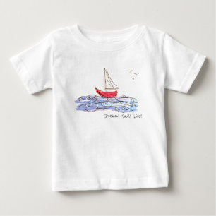 Camiseta Bebê Gaivotas Barco Mar Sonho Velejar Viv