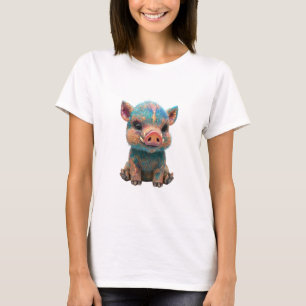 Camiseta Bebê Galáxia Iridescente Javali Porco Mulheres