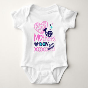 Camiseta Bebê Garota Feliz Primeiro Dia de as mães De Roupa