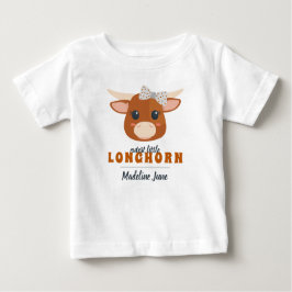 Camiseta Bebê Garota Longhorn Queimada Laranja