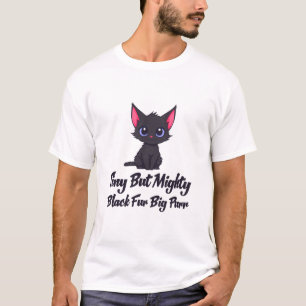 Camiseta Bebê Gatinho Preto Fofo Arte de Citação Kawaii