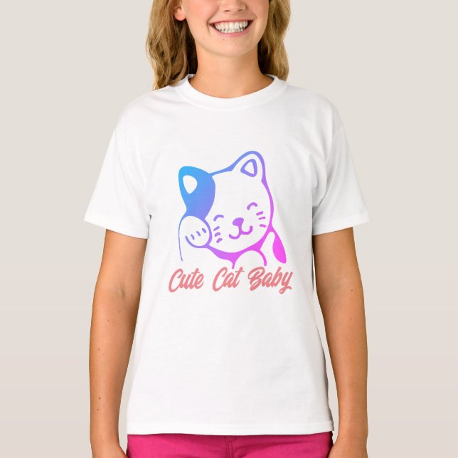 Camiseta Bebê Gato Bonito (Frente)