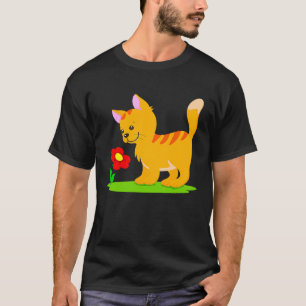 Camiseta Bebê Gato com Kitten Flor Gato Criança Gatinho