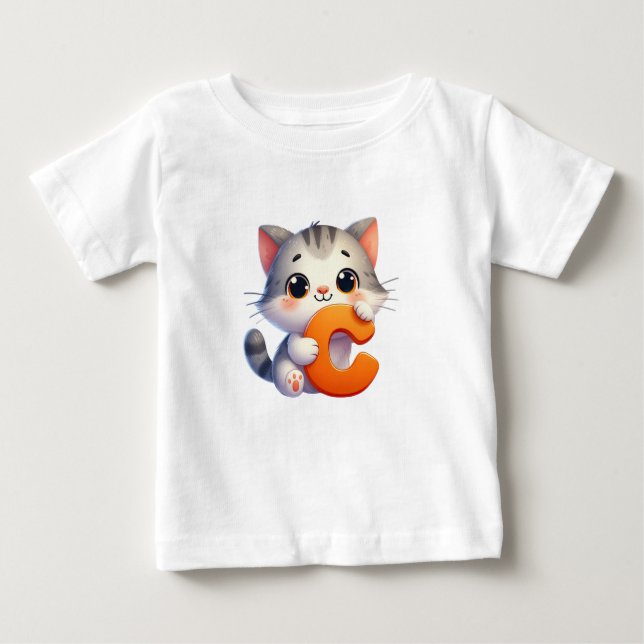 Camiseta Bebê Gato Letra C (Frente)