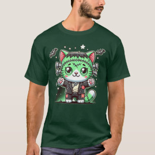 Camiseta Bebê Gato Monstro de Frankenstein Fofo Halloween K