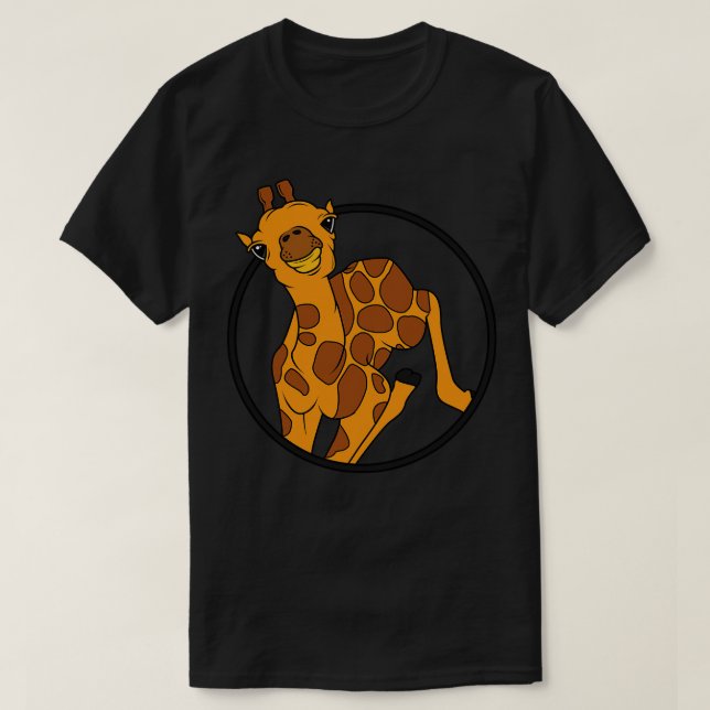 Camiseta Bebê girafa fofa com 2 chifres (Frente do Design)