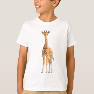 Camiseta Bebê Girafa Reticulada Graciosa em Pé