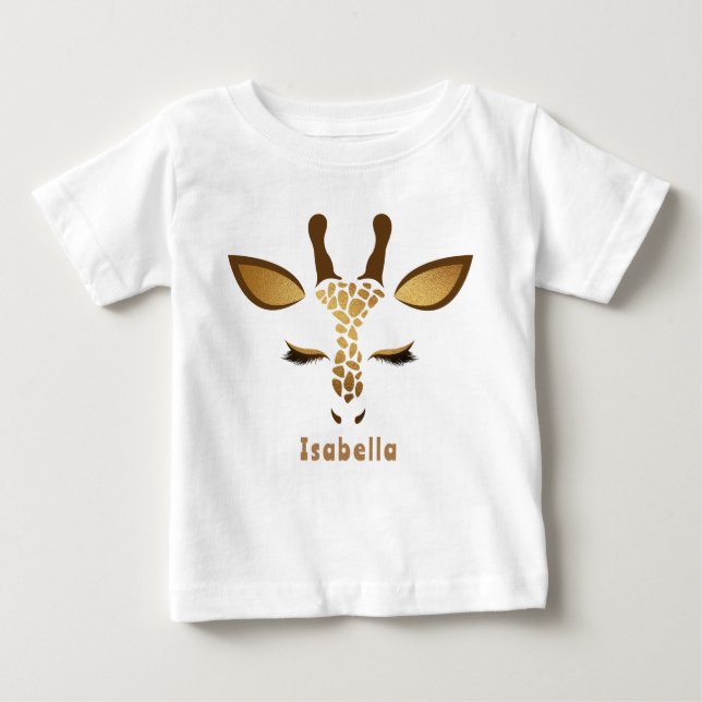 Camiseta Bebê girafa Safari Fera de um aniversário (Frente)